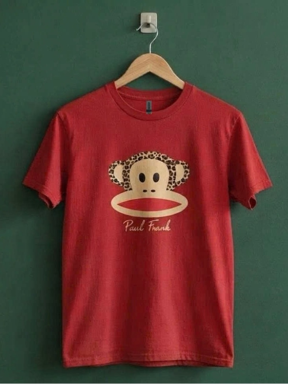 Paul Frank Julius Monkey Leopard Print Graphic T-Shirt Red